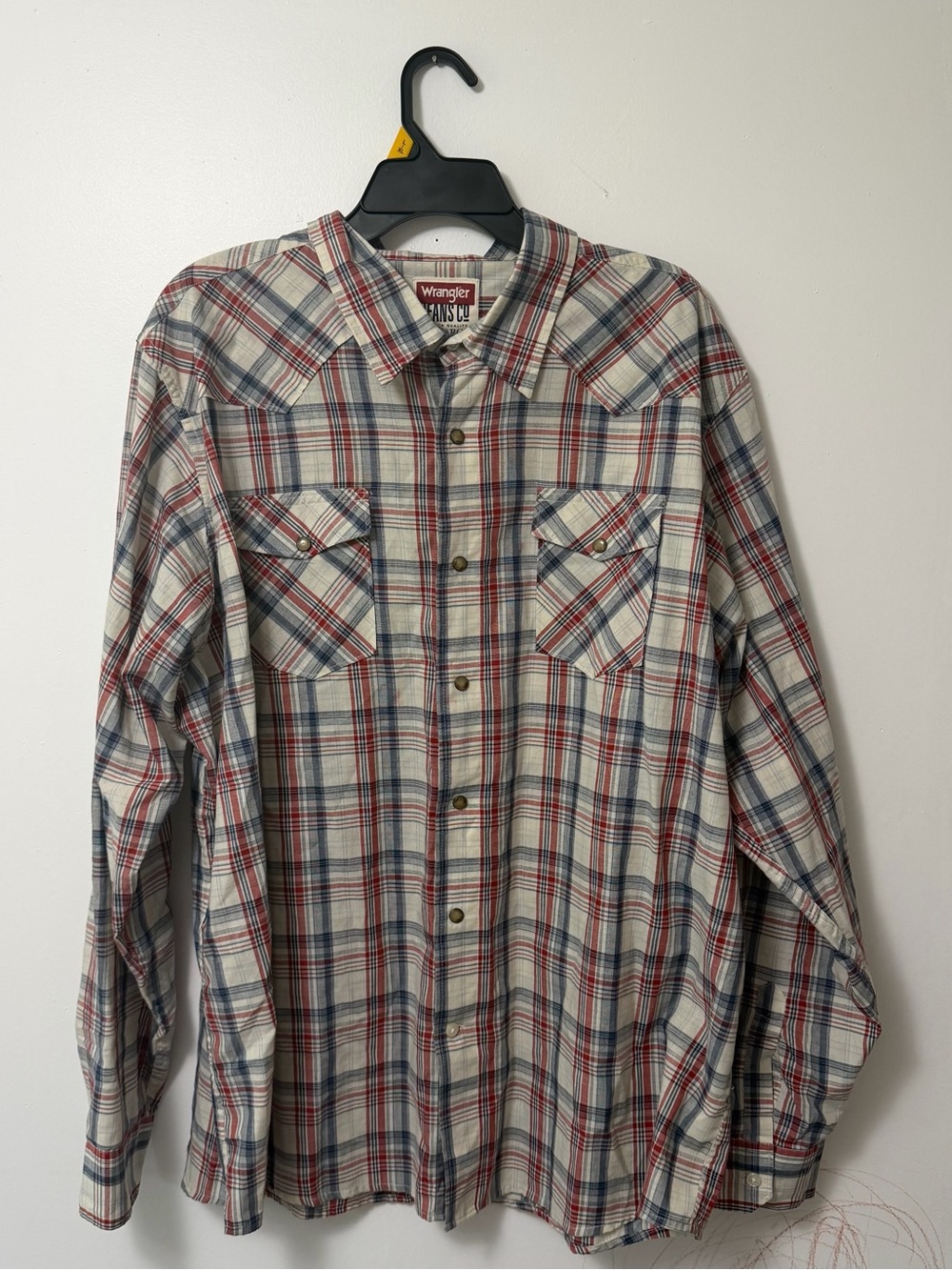 Wrangler Premium  Pearl Snap Western Long Sleeve Shirt Plaid Mens Size  2XL